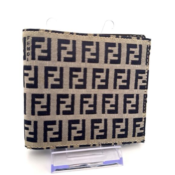Fendi Zucca Canvas Bifold Wallet with Black Leather Interior - Picture 1 of 3